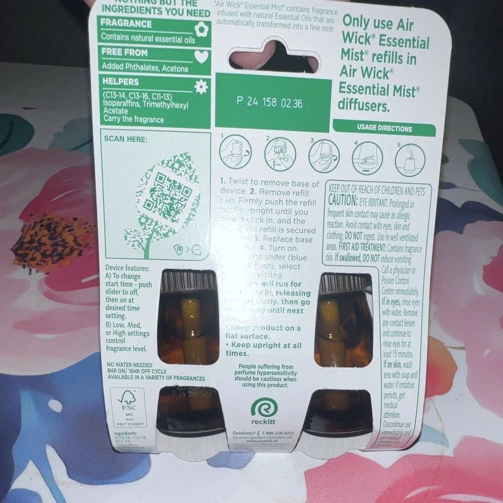 Air Wick Essential Mist Oil Refill Blue Agave & Bamboo 2 Pack 1.34 fl oz